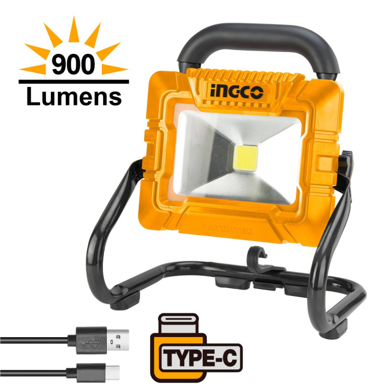 INGCO Προβολέας με Ενσωματωμένη Μπαταρία 3.6V +Καλώδιο USB Type-C 500-900 lumen (HRLF4415)