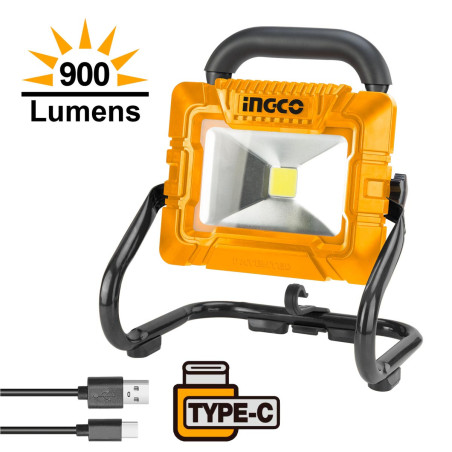 INGCO Προβολέας με Ενσωματωμένη Μπαταρία 3.6V +Καλώδιο USB Type-C 500-900 lumen (HRLF4415)
