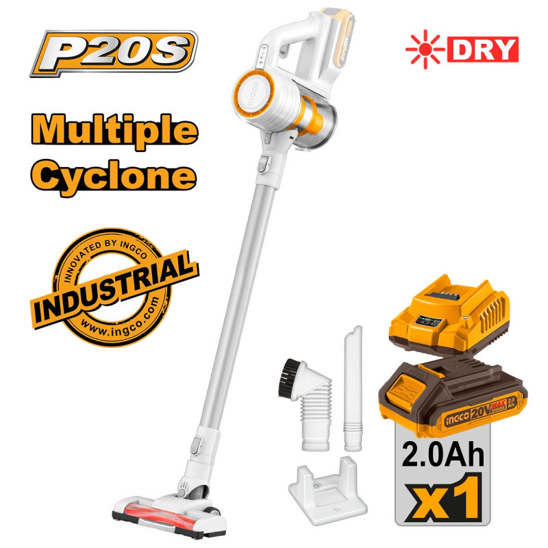 INGCO Σκούπα Stick Cyclone Μπαταρίας 20V Li-Ion 120W (CVLI2006)