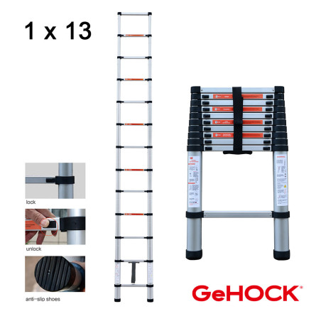 GeHOCK Τηλεσκοπική Σκάλα Αλουμινίου 13 Σκαλιών GeHOCK (9350380)