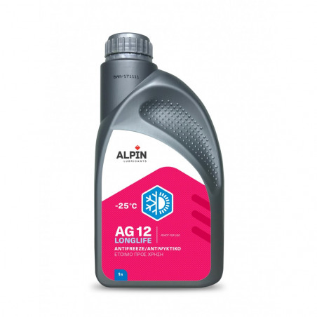 ALPIN LONGLIFE AG12 -25C ANTIFREEZE - ΕΤΟΙΜΟ ΨΥΚΤΙΚΟ ΥΓΡΟ ΚΙΝΗΤΗΡΩΝ - 1L