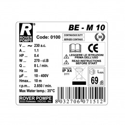 ΑΝΤΛΙΑ ΜΕΤΑΓΓΙΣΗΣ - ROVER POMPE 10 BE-M - 0.4HP - 2850 ΣΤΡΟΦΩΝ