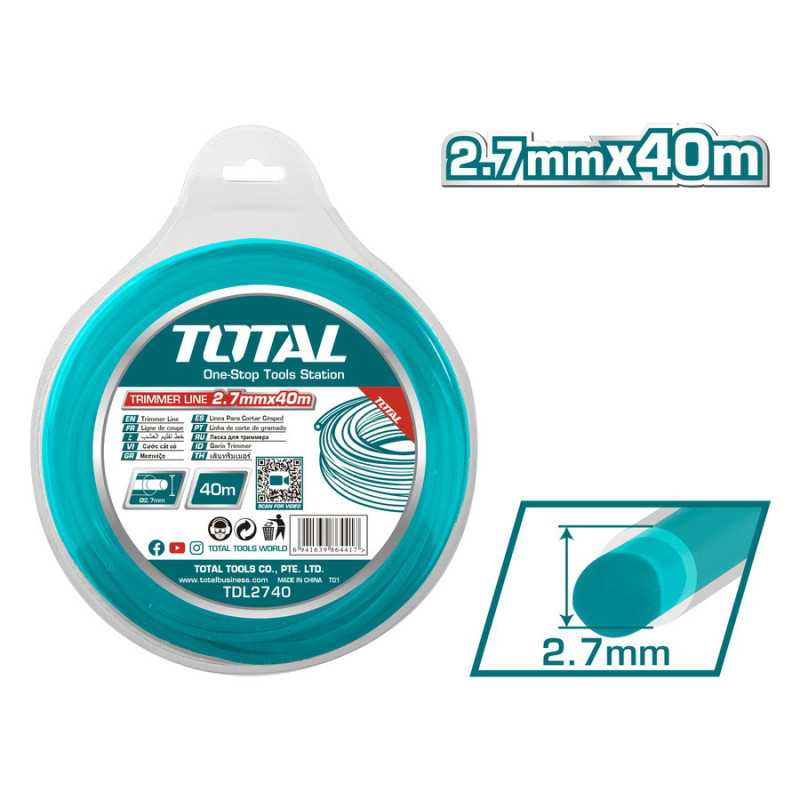 TOTAL ΜΕΣΙΝΕΖΑ ΣΤΡΟΓΓΥΛΗ DUAL POWER 2.7mm - 40m (TDL2740)