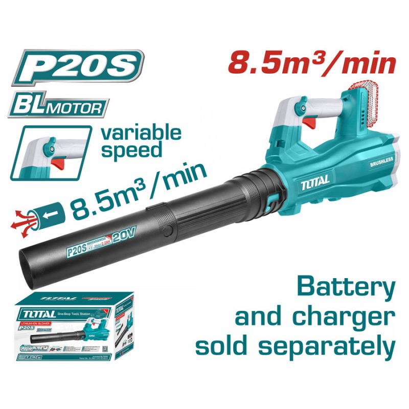 TOTAL ΕΠΑΓΓ. ΦΥΣΗΤΗΡΑΣ ΚΗΠΟΥ ΜΠΑΤ. Li-ion 20V ΧΩΡΙΣ ΜΠΑΤΑΡΙΑ & ΦΟΡΤΙΣΤΗ BL Motor (TABLI20428)