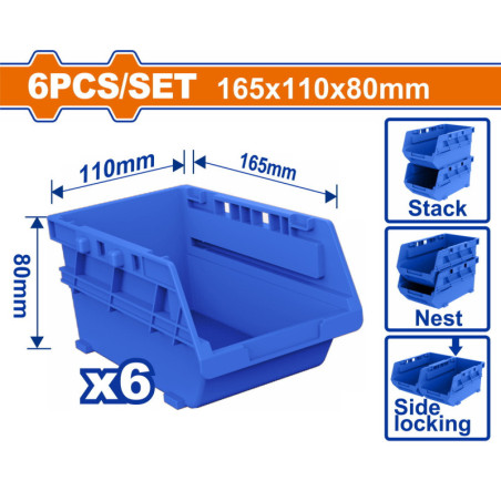 WADFOW ΣΕΤ ΣΚΑΦΑΚΙΑ ΑΠΟΘΗΚΕΥΣΗΣ 165Χ110Χ80mm 6ΤΕΜ (WTB8336)