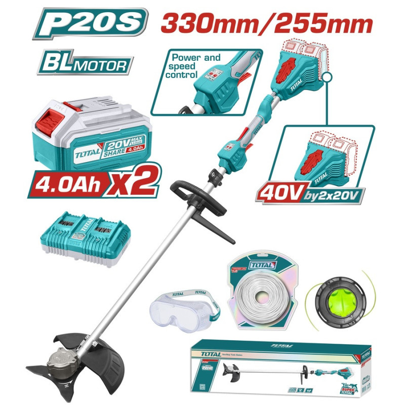 TOTAL ΕΠΑΓΓ. ΘΑΜΝΟΚΟΠΤΙΚΟ ΜΠΑΤ. Li-ion 40V / 4Ah / 2 ΜΠΑΤΑΡΙΕΣ (TSTLI200285)