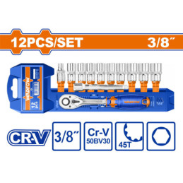 WADFOW ΣΕΤ ΚΑΡΥΔΑΚΙΑ ΜΕ ΚΑΣΤΑΝΙΑ 3/8" 12ΤΕΜ (WST3212)