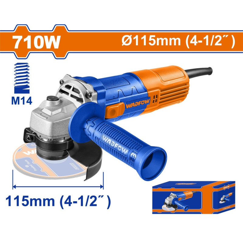 WADFOW ΓΩΝΙΑΚΟΣ ΤΡΟΧΟΣ 710W / 115mm (WAG15761)