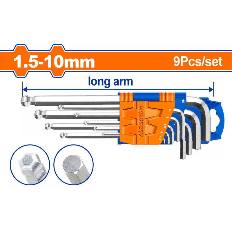 WADFOW ΣΕΤ ΚΛΕΙΔΙΑ ΑΛΛΕΝ ΜΠΙΛΙΑΣ 1.5 - 10mm 9ΤΕΜ (WHK2291)