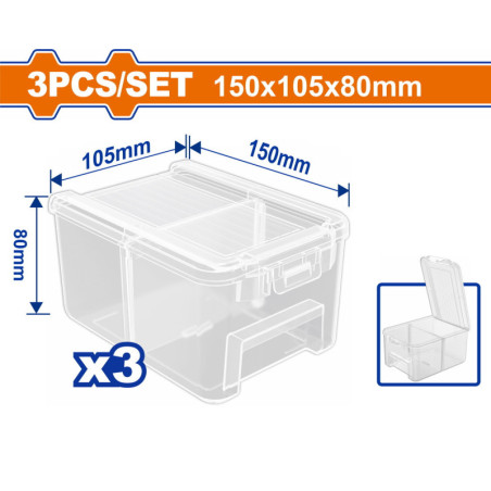 WADFOW ΣΕΤ ΔΙΑΦΑΝΑ ΚΟΥΤΙΑ ΑΠΟΘΗΚΕΥΣΗΣ 150Χ105Χ80mm 3TEM (WTB8333)