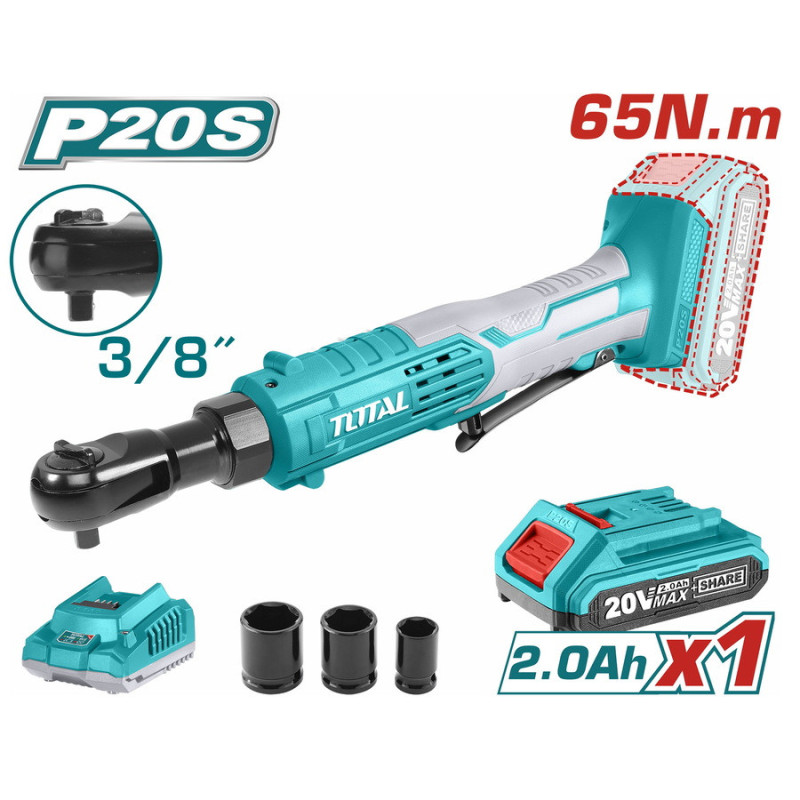 TOTAL ΣΕΤ ΚΑΣΤΑΝΙΑ 3/8" ΜΠΑΤ. Li-ion 20V / 2Ah / 1 ΜΠΑΤ (TDRLI206015)