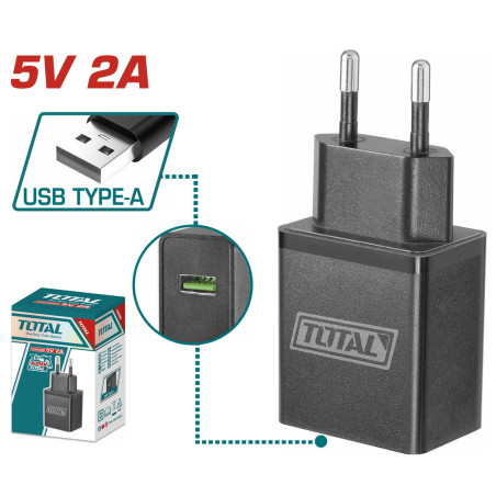 TOTAL ΦΟΡΤΙΣΤΗΣ 5V / 2A USΒ Τype-A (TCLI120502)