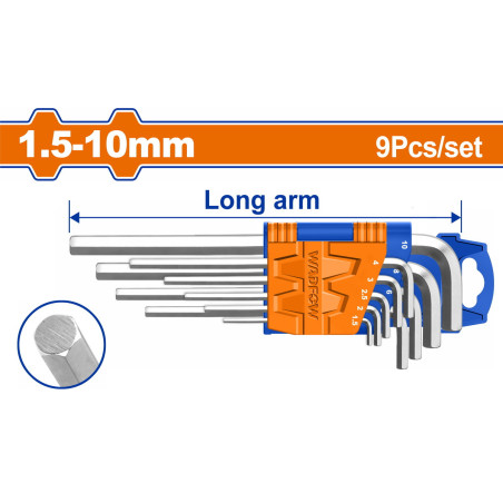 WADFOW ΣΕΤ ΚΛΕΙΔΙΑ ΑΛΛΕΝ ΜΑΚΡΙΑ 1.5 - 10mm 9ΤΕΜ (WHK1291)