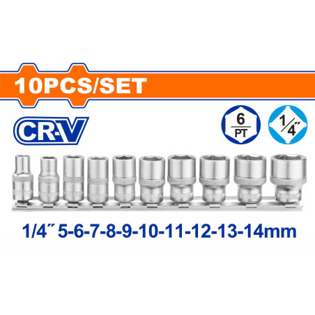 WADFOW ΣΕΤ ΚΑΡΥΔΑΚΙΑ ΕΞΑΓΩΝΑ 1/4" 10ΤΕΜ (WST4410)