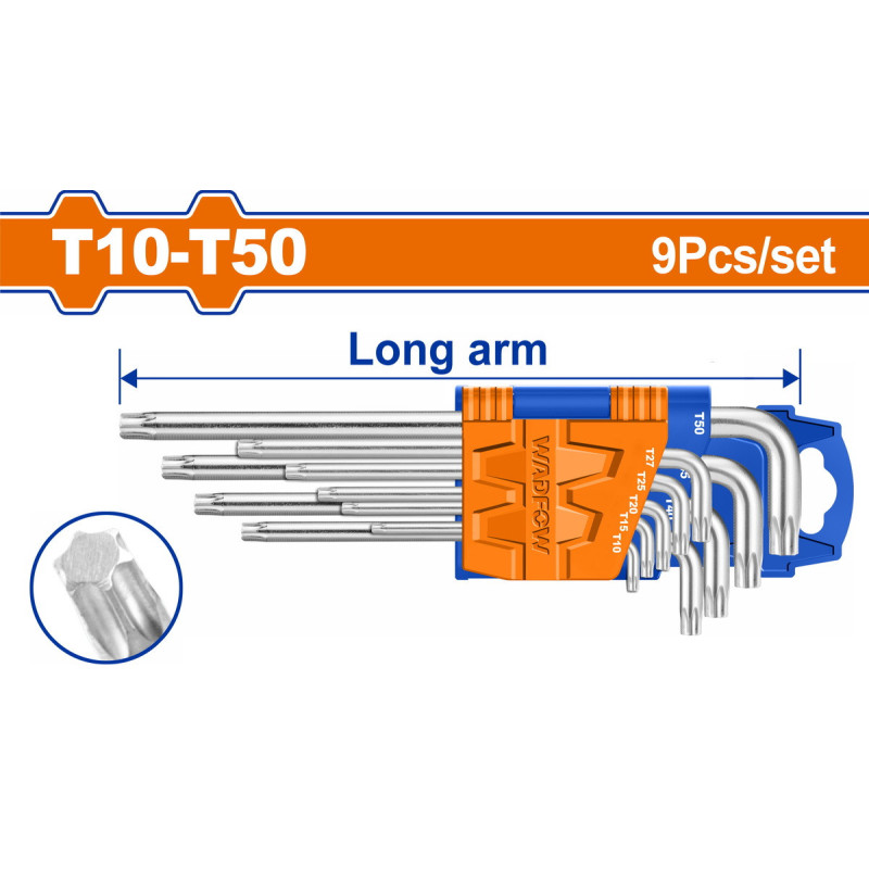 WADFOW ΣΕΤ ΚΛΕΙΔΙΑ TORX ΜΑΚΡΙΑ T10-T50 9ΤΕΜ (WHK3291)