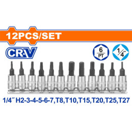 WADFOW ΣΕΤ ΚΑΡΥΔΑΚΙΑ ΑΛΛΕΝ+TORX 1/4" 12ΤΕΜ (WST2414)