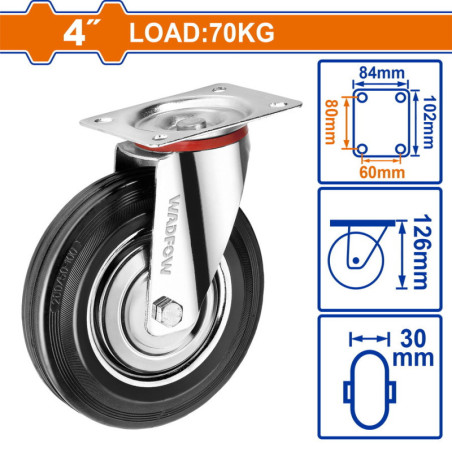 WADFOW ΡΟΔΑ ΠΕΡΙΣΤΡΕΦΟΜΕΝΗ ΜΑΥΡΗ Φ-100mm (WJL3342)