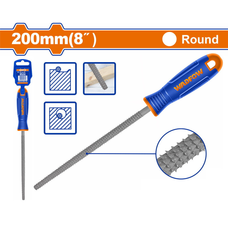 WADFOW ΡΑΣΠΑ ΞΥΛΟΥ ΣΤΡΟΓΓΥΛΗ 8" / 200mm (WFE8848)