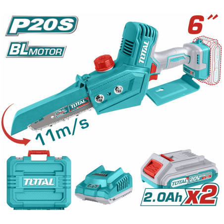 TOTAL ΣΕΤ ΕΠΑΓΓ. ΑΛΥΣΟΠΡΙΟΝΟ ΚΛΑΔ ΜΠΑΤ. Li-ion 20V /  2Ah / 2 ΜΠΑΤ ΣΕ ΒΑΛΙΤΣΑ BL Motor (TGSLI20686)