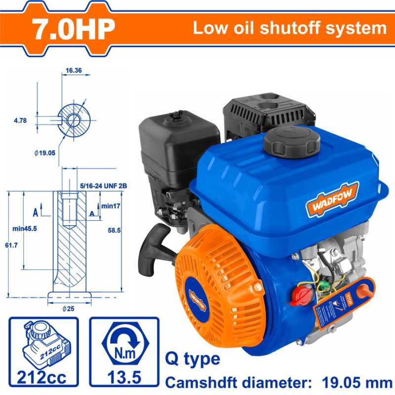 WADFOW ΚΙΝΗΤΗΡΑΣ ΒΕΝΖ. 212cc / 7ΗΡ ΣΦΗΝΑ (WGNAA170Q)