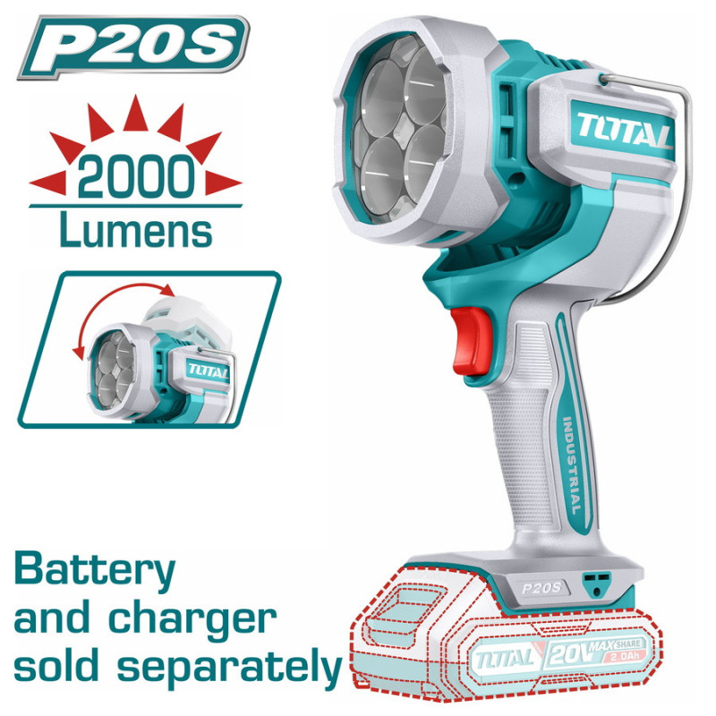 TOTAL ΕΠΑΓΓ. ΠΡΟΒΟΛΕΑΣ LED ΜΠΑΤ. Li-ion 20V ΧΩΡΙΣ ΜΠΑΤΑΡΙΑ & ΦΟΡΤΙΣΤΗ (TWLI2088)