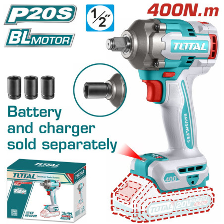 TOTAL ΕΠΑΓΓ. ΜΠΟΥΛΟΝΟΚΛΕΙΔΟ ΜΠΑΤ. Li-ion 20V / 400Nm ΧΩΡΙΣ ΜΠΑΤΑΡΙΑ & ΦΟΡΤΙΣΤΗ (TIWLI20401)