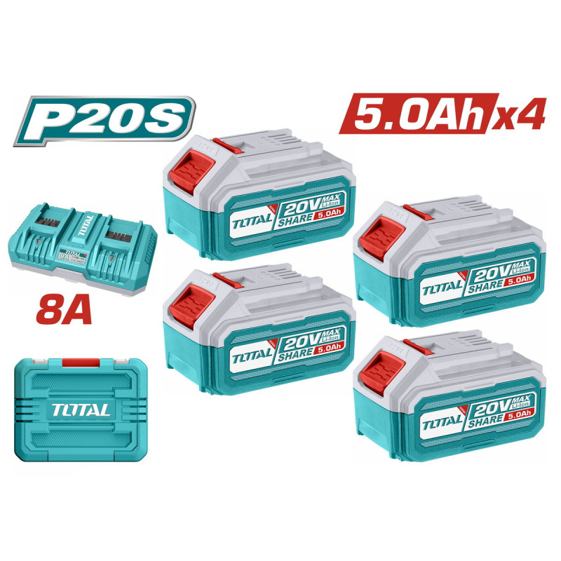 TOTAL ΕΠΑΓΓ. ΣΕΤ 4τεμ ΜΠΑΤ. TFBLI2053 Li-ion 20V / 5Ah + 1τεμ ΤΑΧΥΦΟΡΤΙΣΤΗΣ TFCLI2082 (TFBCLI20285E)