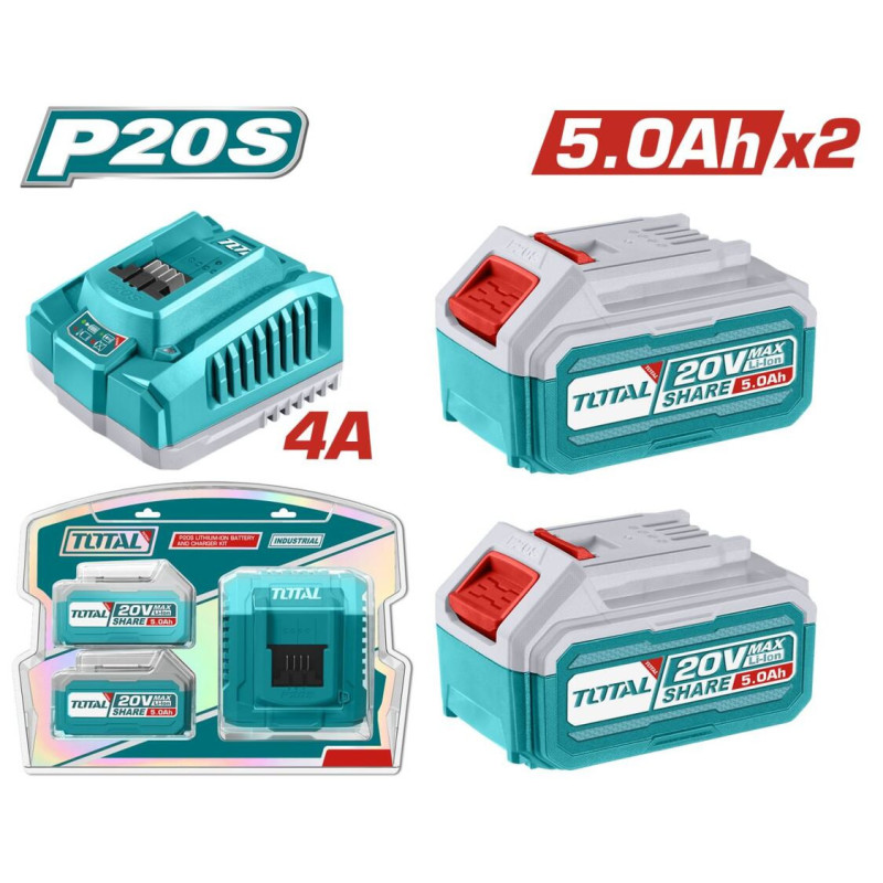 TOTAL ΕΠΑΓΓ. ΣΕΤ 2τεμ ΜΠΑΤ. TFBLI2053 Li-ion 20V/5Ah + 1τεμ ΤΑΧΥΦΟΡΤΙΣΤΗΣ TFCLI20411E (TFBCPK2513E)