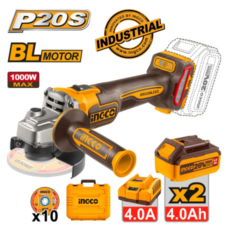 INGCO Γωνιακός Τροχός Μπαταρίας 115mm 20V Li-Ion (CAGLI271532)