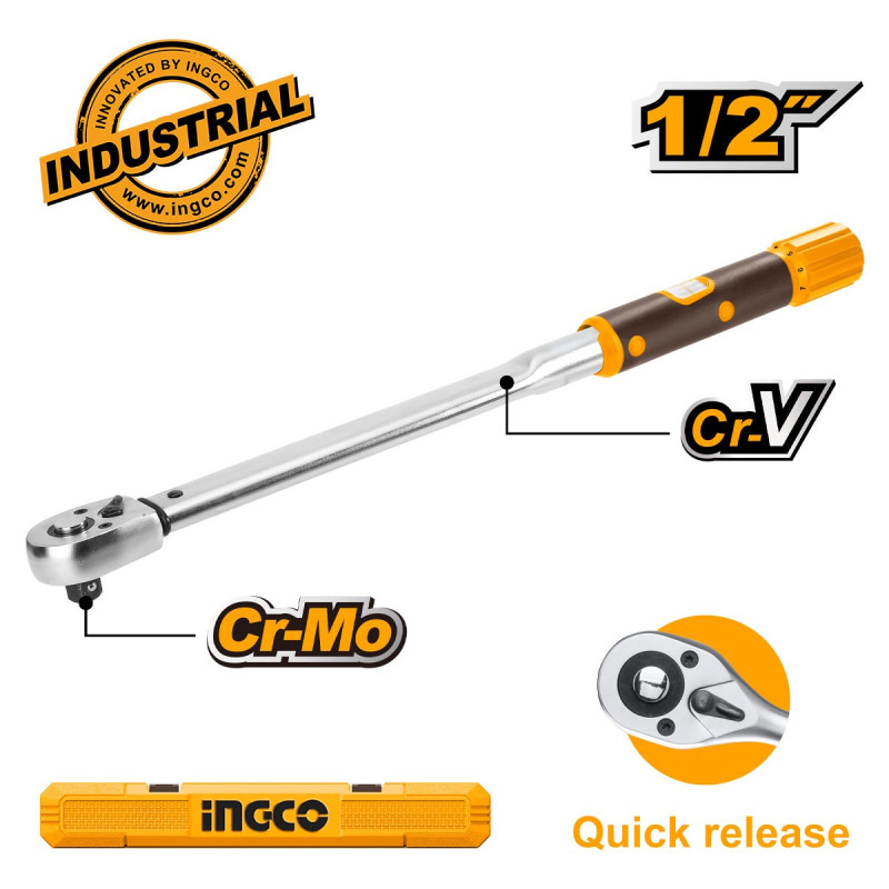 INGCO Δυναμόκλειδο 1/2" 40-200Nm +Βαλίτσα (HPTW200N1)