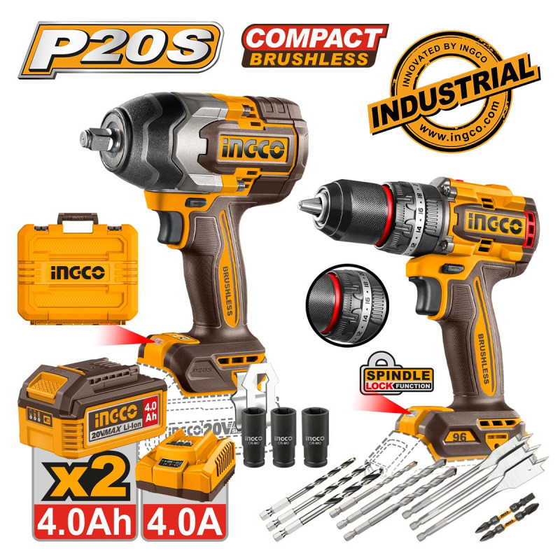 INGCO Εργαλεία Μπαταρίας 20V Li-Ion Σετ 2 τεμ. (COSLI250586E)