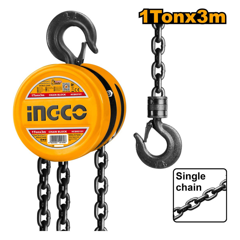 INGCO Παλάγκο Αλυσίδας -  Γερανάκι 1 Ton (HCBK0101)